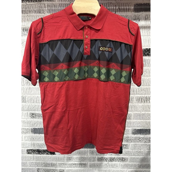COOGI Polo Shirt Mens 3XL Red Black‎ Australia Cotton Grunge Streetwear Pullover - Picture 1 of 7